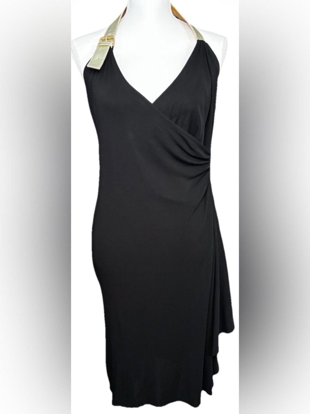 Céline Runway Michael Kors SS04 Look 40 Black Gold Halter Dress Archive Sz S